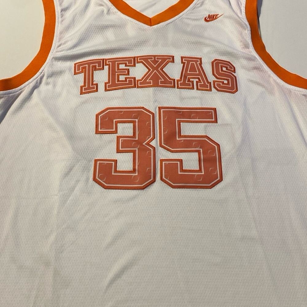 Nike White and Orange Texas Basketball Jersey #35